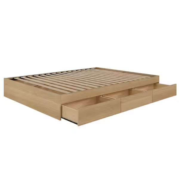 Bed - Queen Size Alegria Natural Maple Full Size Platform Bed with 3-Drawers