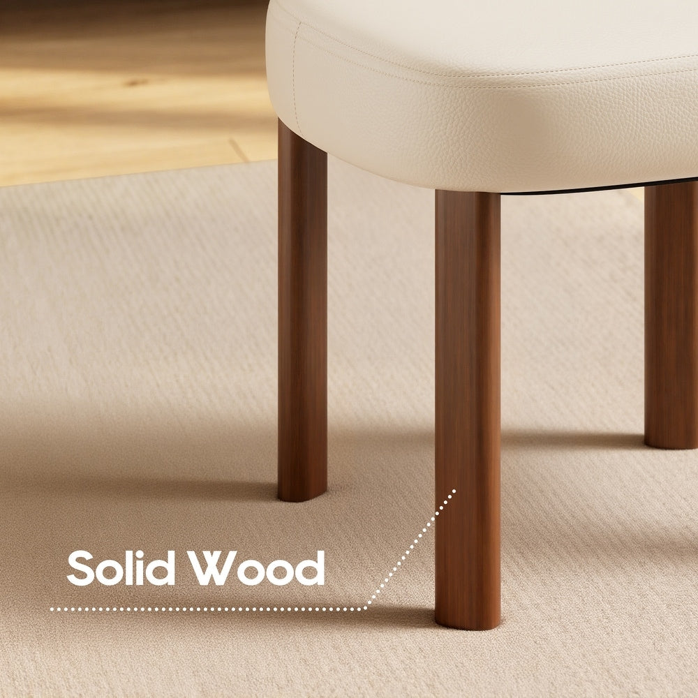 Chair Set of 2 - Upholstered Solid Wood Legs Ergonomic Backrest