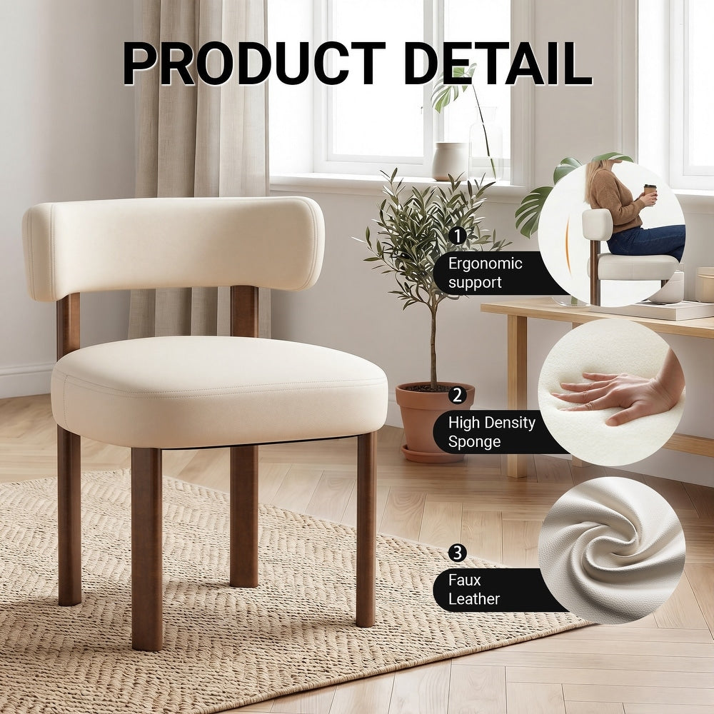 Chair Set of 2 - Upholstered Solid Wood Legs Ergonomic Backrest