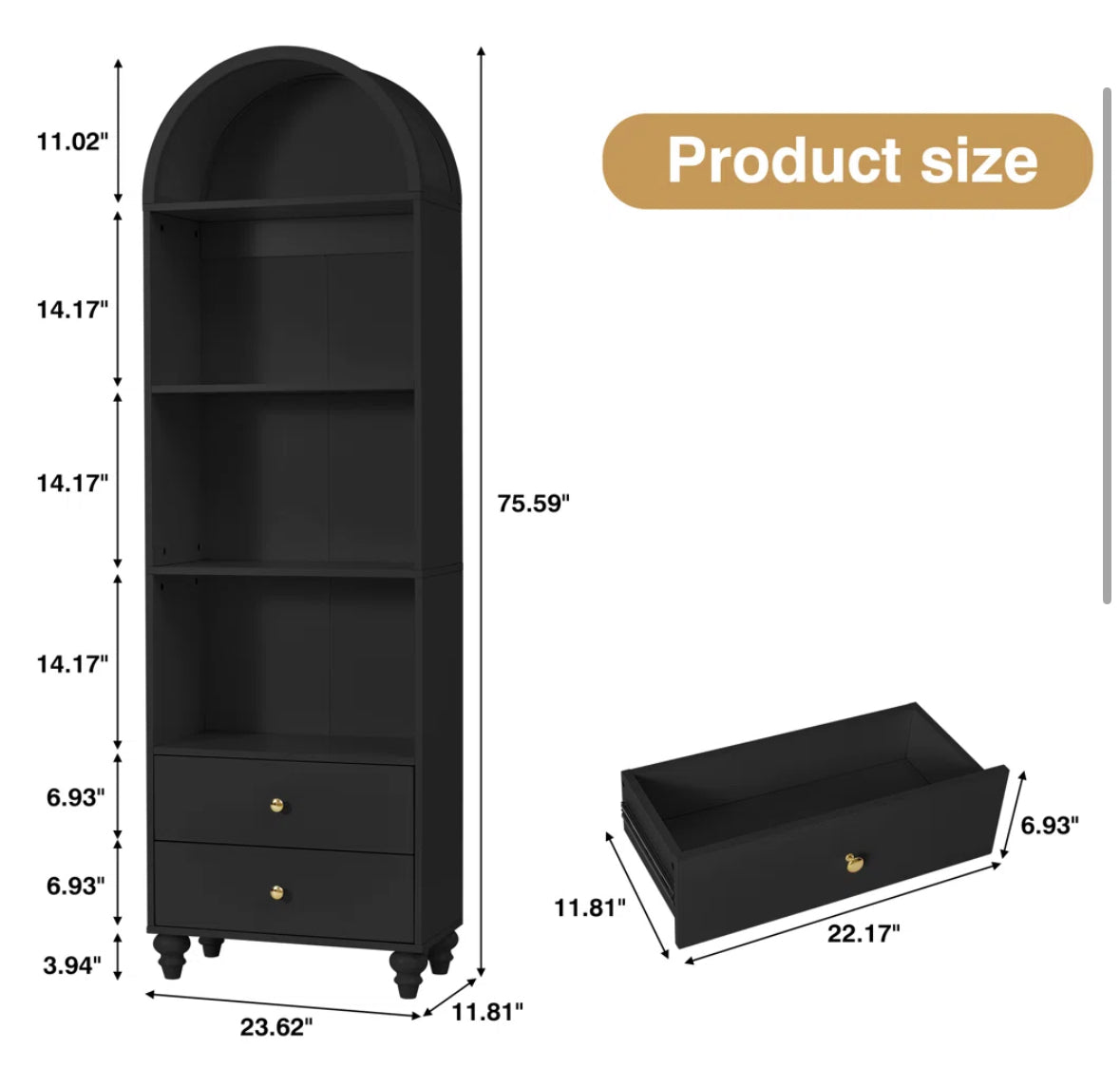 Bookcase - Arched Standard Storage Bookcase - WF1.3.26