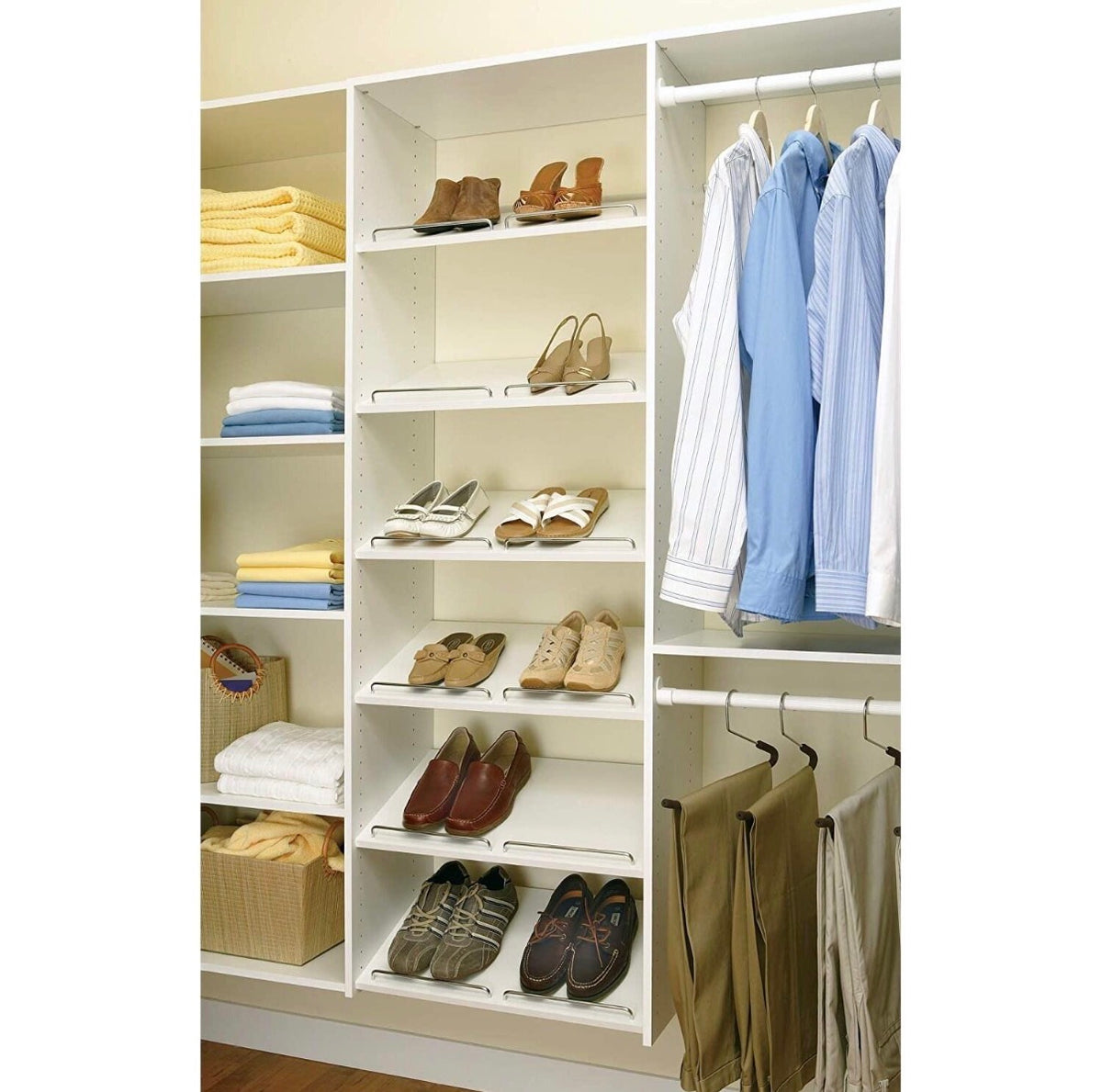 Organization - Easy Track 24-inch White Shoe Shelves, 3-Pack