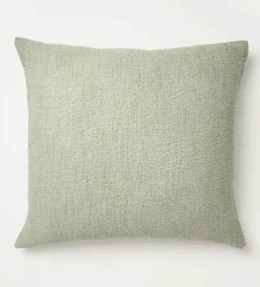 Pillow - 26"x26" Gauze Stitch Pin Dot Euro Throw Filled Pillow Green - TG10.31.25