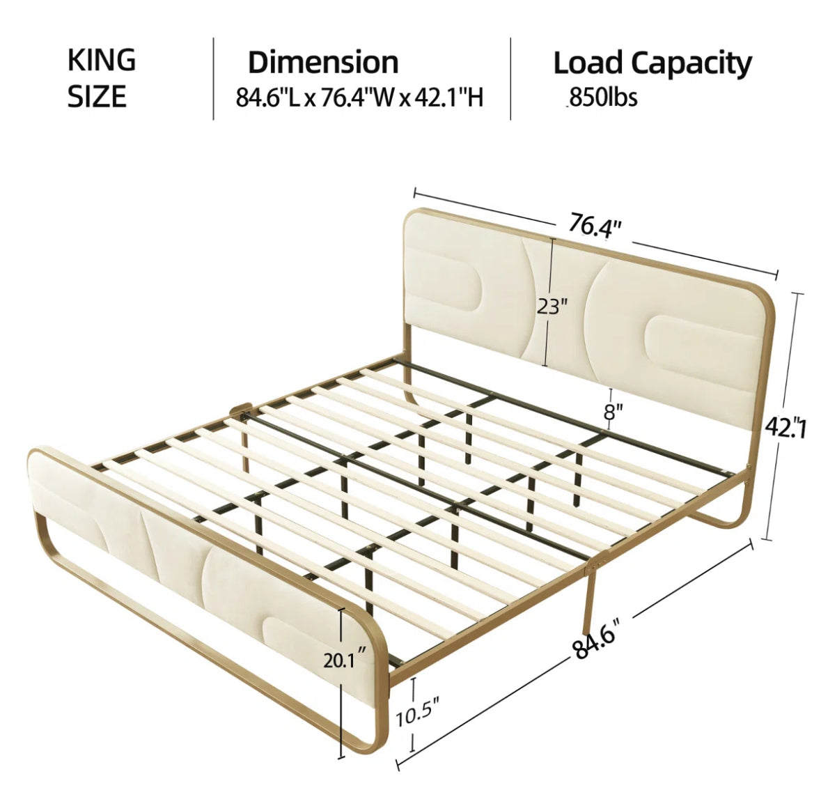 Bed - King Size Nelsie Upholstered Platform Bed with Velvet Tufted Headboard - WF11.7.25