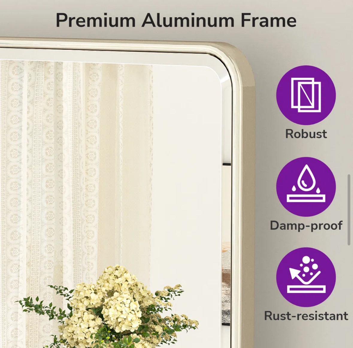 Mirror - Bathroom Tilt Mirror Aluminum Alloy Frame Pivot Mirror - WF1.3.26