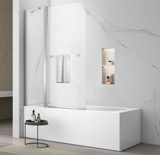 Shower Door - 43-3/8" W x 58" H Frameless Pivot Tub Door with 1/4" Clear