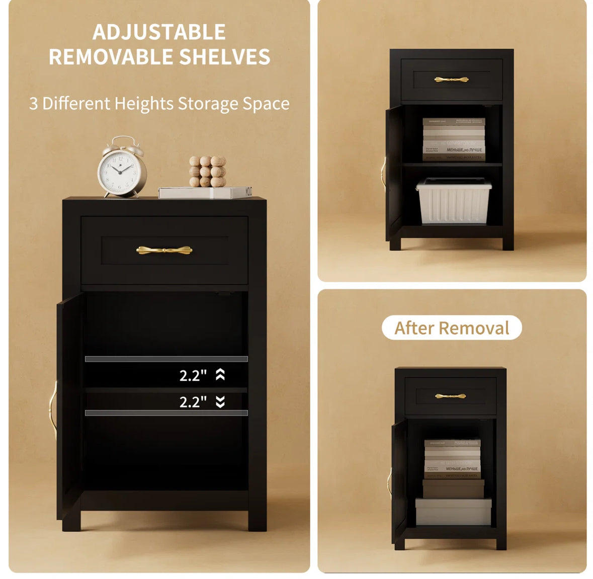 End Table/Nightstand - Modern Multi-Functional Nightstand & End Table with Storage