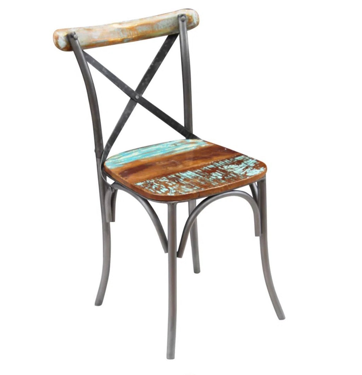Dining Chair Set of 2 - vidaXL Dining Chair Multicolor Solid reclaimed wood and steel - WF1.3.26