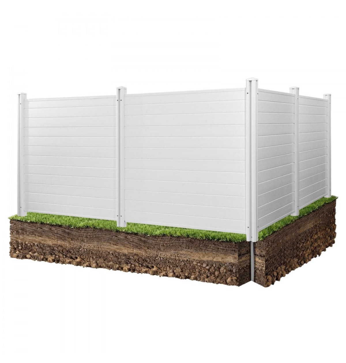 Fence - VEVOR 4-Panel Outdoor Vinyl Privacy Fence Kit