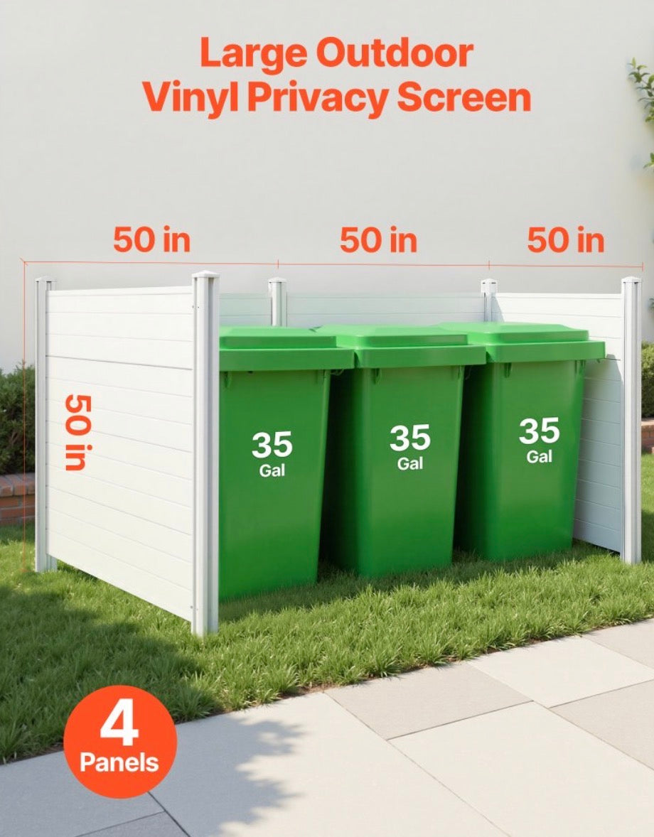 Fence - VEVOR 4-Panel Outdoor Vinyl Privacy Fence Kit