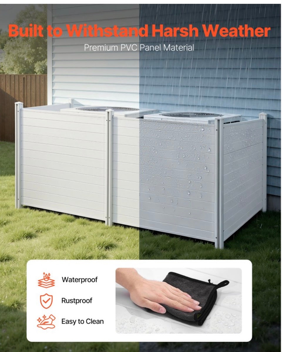 Fence - VEVOR 4-Panel Outdoor Vinyl Privacy Fence Kit