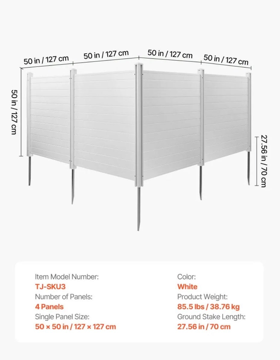 Fence - VEVOR 4-Panel Outdoor Vinyl Privacy Fence Kit