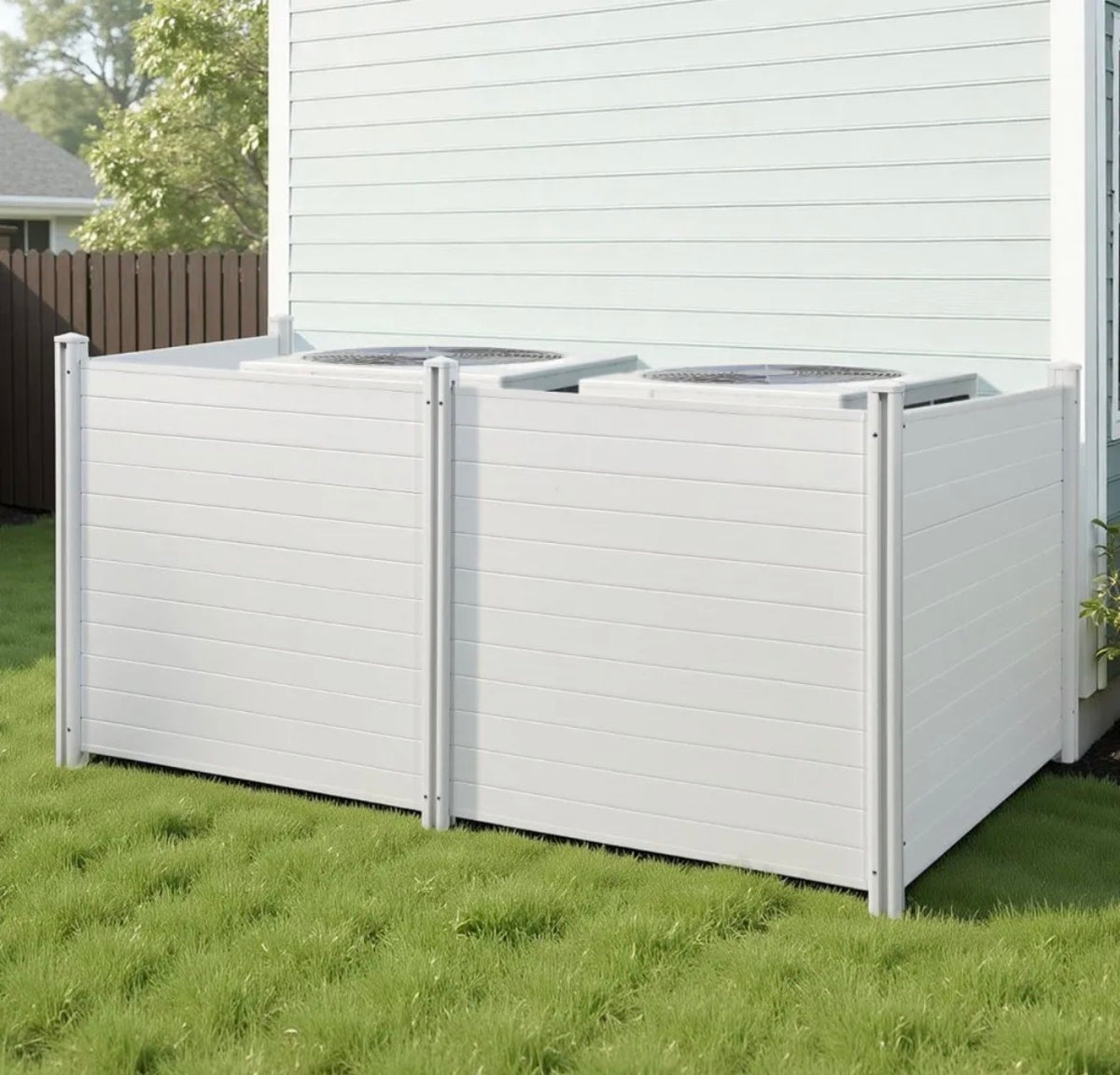 Fence - VEVOR 4-Panel Outdoor Vinyl Privacy Fence Kit