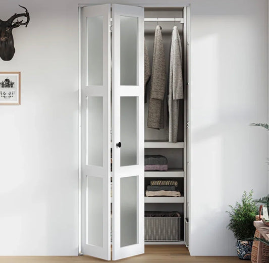 Door - 24” W x 80” H Bi-Fold Glass Panel Bifold Closet Door - BSW