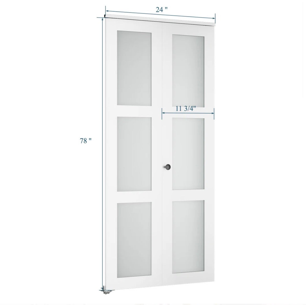 Door - 24” W x 80” H Bi-Fold Glass Panel Bifold Closet Door - BSW