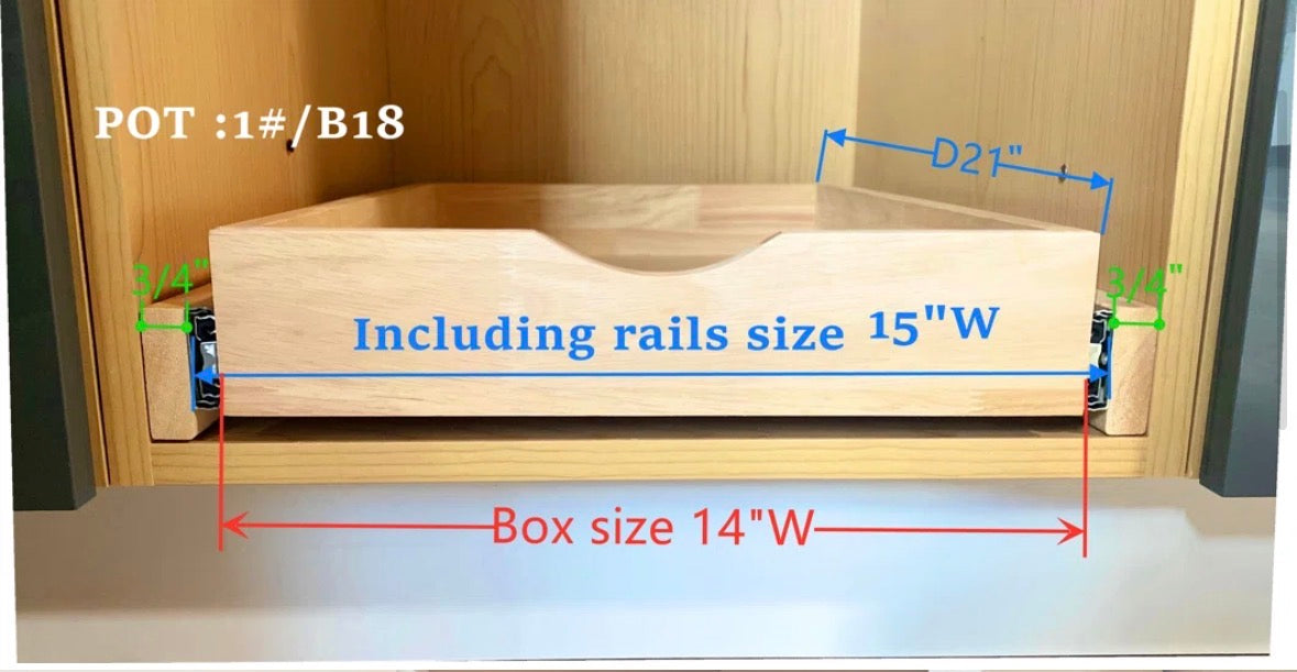 Kitchen Organizer - 15” W x 21” D Pull Out Drawer Cabinet Shelf - WF1.3.26