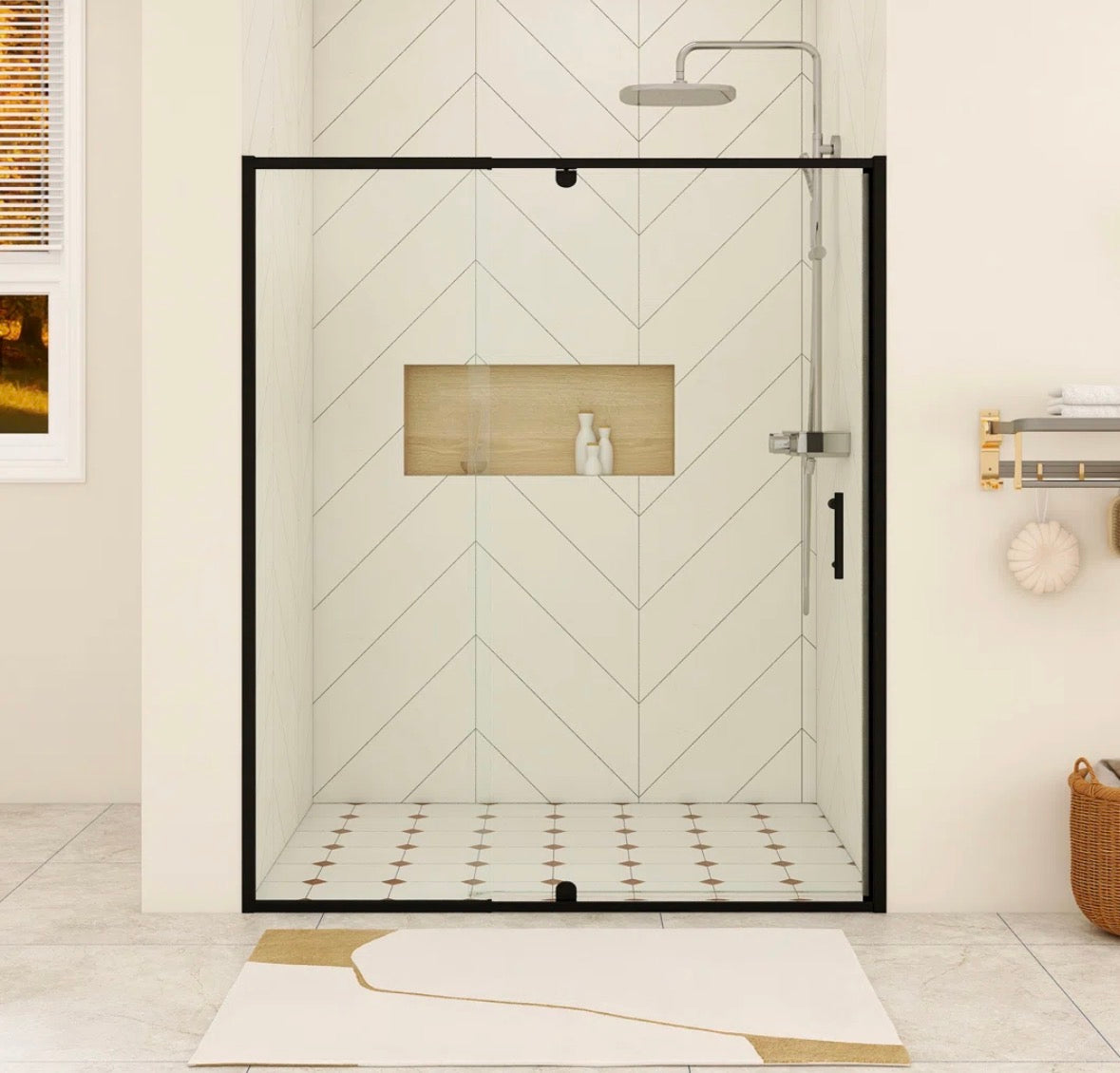 Shower Door - 60” x 71” Matte Black Pivot Framed Shower Door - WF11.7.25