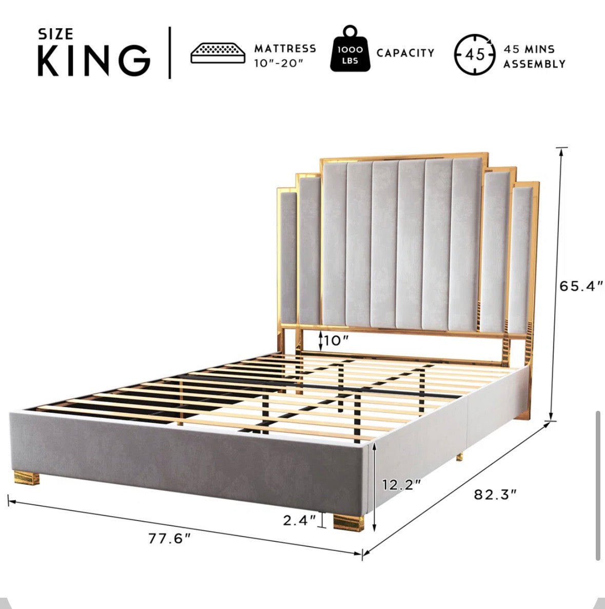 Bed - King Size Duncanville Upholstered Platform Bed