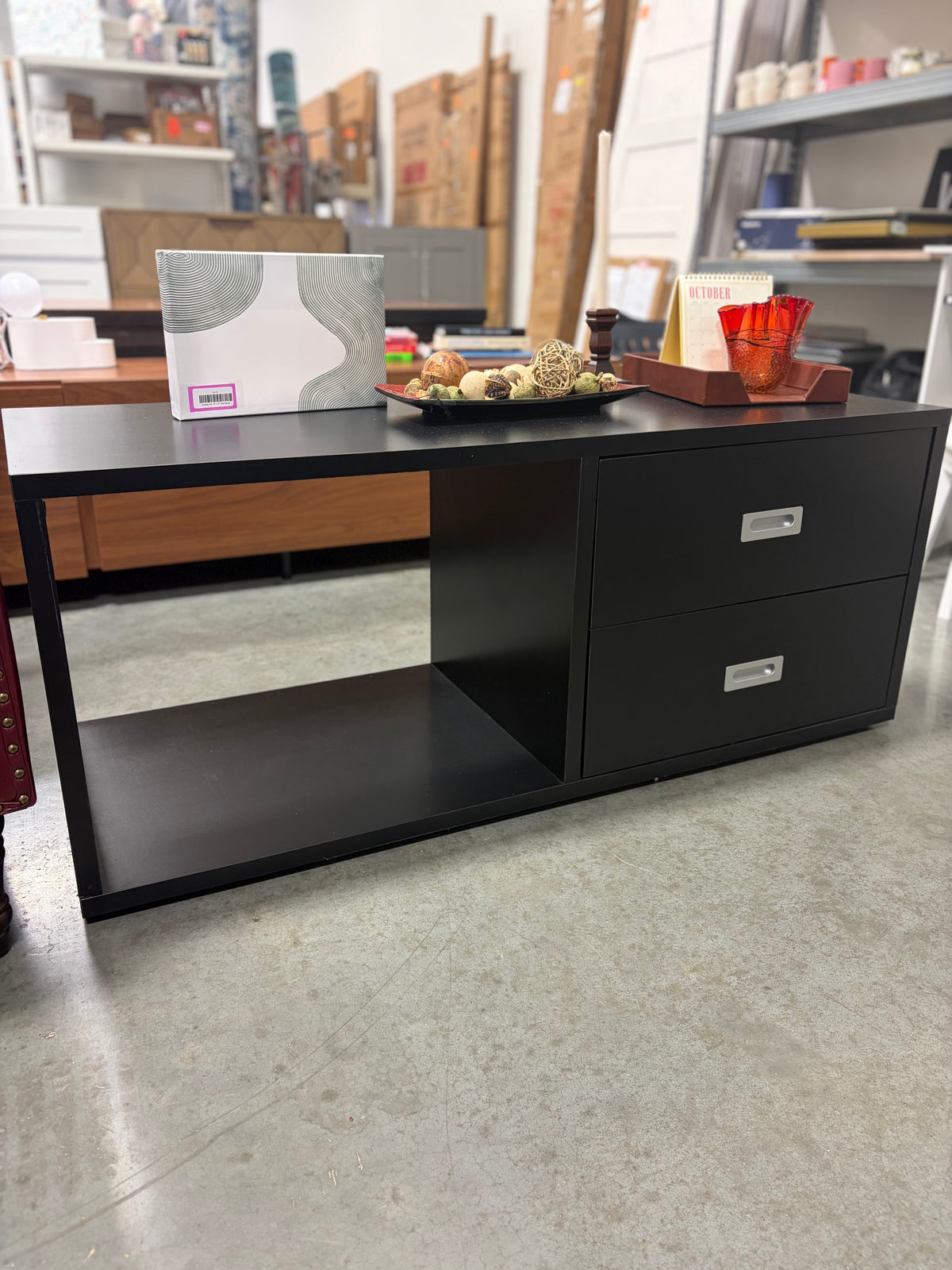 Media Stand - OSP Black 2 Drawer Media Stand