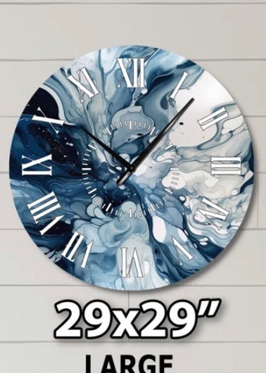 Wall Clock - Blue Grey Ethereal Elixir I - Abstract Face Wall Clock