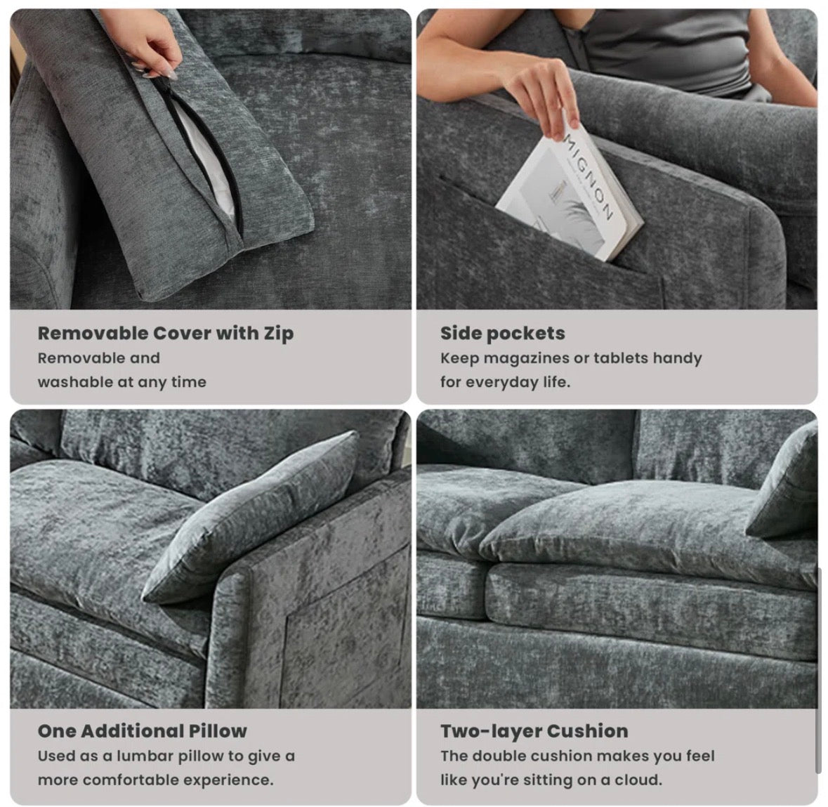Sofa - Drago 68'' Modern Square Arm Loveseat Sofa