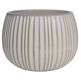 Ceramic Pot - Allen & Roth 8in Crinkle Pot Cream