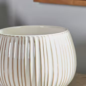 Ceramic Pot - Allen & Roth 8in Crinkle Pot Cream