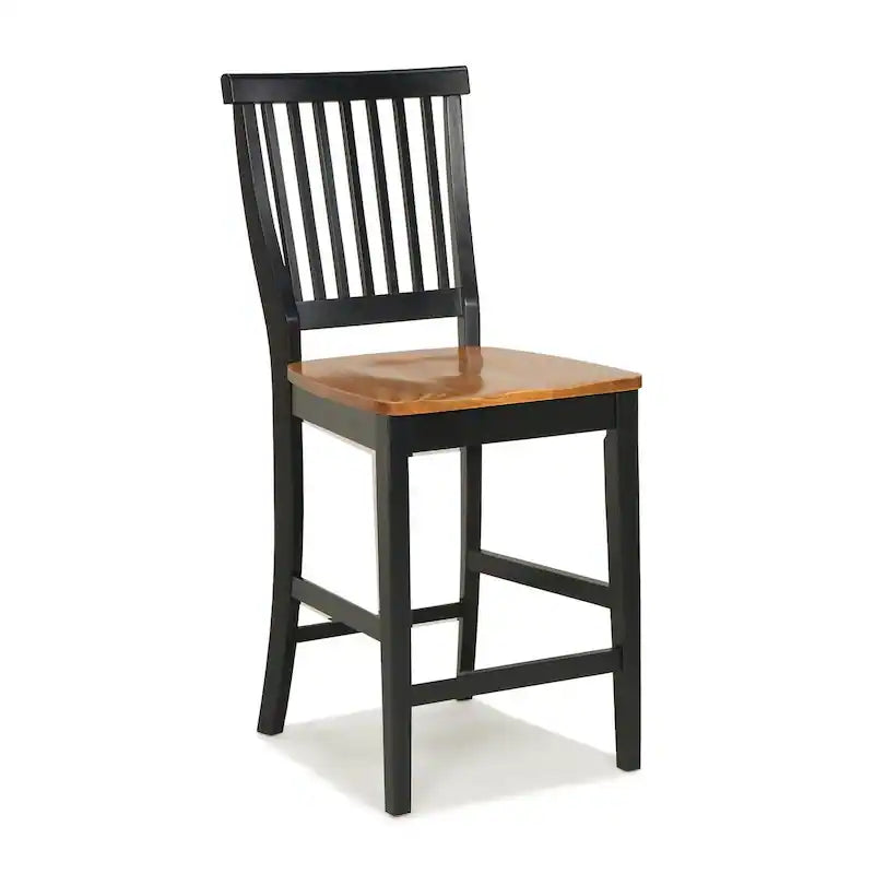 Barstool Set of 2 - 24" Black And Distressed Oak