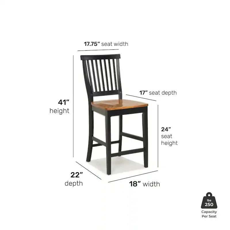 Barstool Set of 2 - 24" Black And Distressed Oak