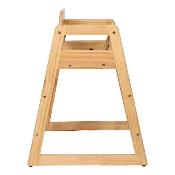 Highchair - Natural Pine Baby Highchair with Adjustable Straps, Perimeter Guardrails