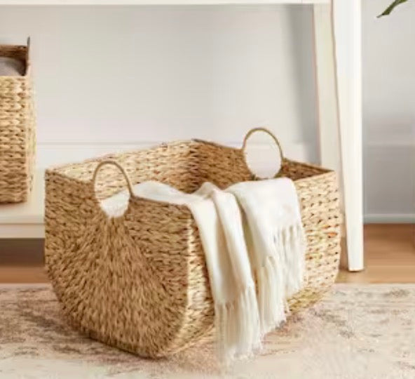 Basket - Woven Bulrush Storage Basket