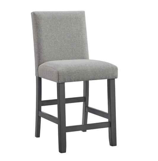 Barstool Set of 2 - Seneca Grey Counter Height Dining Chair w/ Grey Fabric
