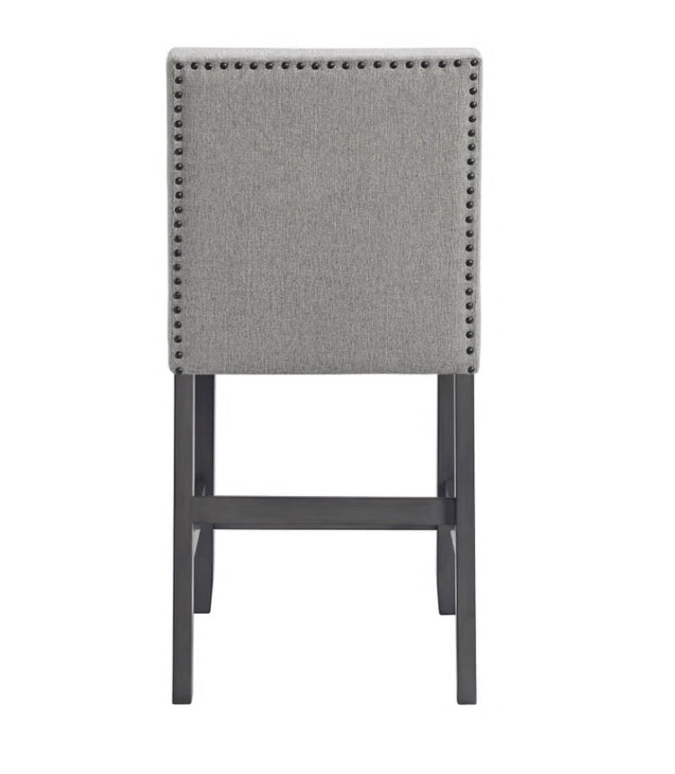 Barstool Set of 2 - Seneca Grey Counter Height Dining Chair w/ Grey Fabric