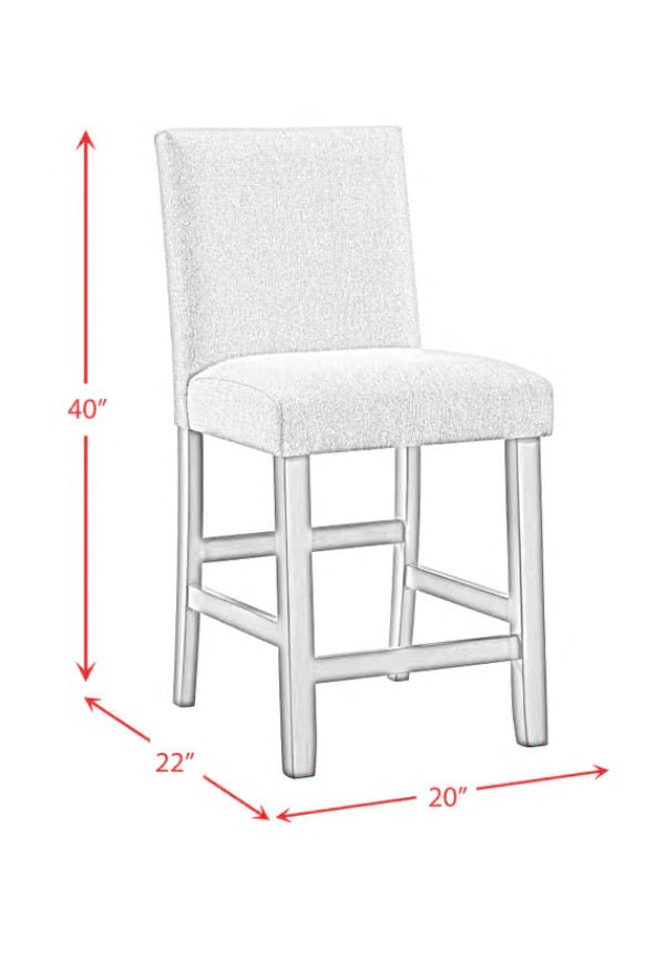 Barstool Set of 2 - Seneca Grey Counter Height Dining Chair w/ Grey Fabric