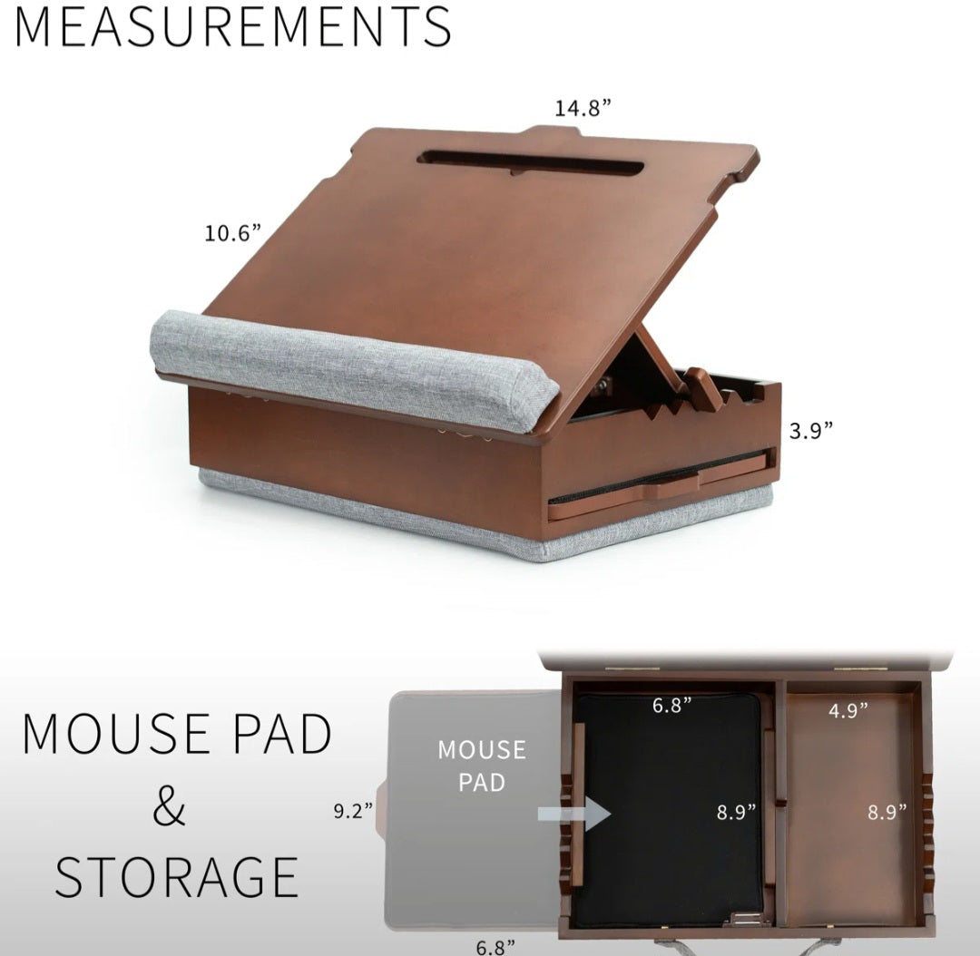 Lap Desk - Sidekilx Wooden Tilting Lap Desk with Internal Storage and Slide-Out - WF1.3.26