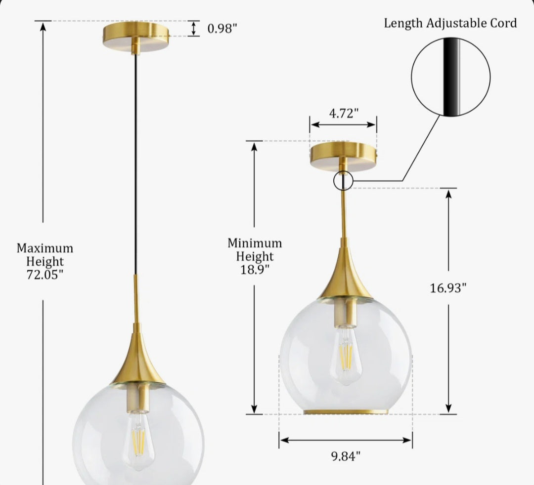 Pendant - Light Single Pendant with Clear Glass