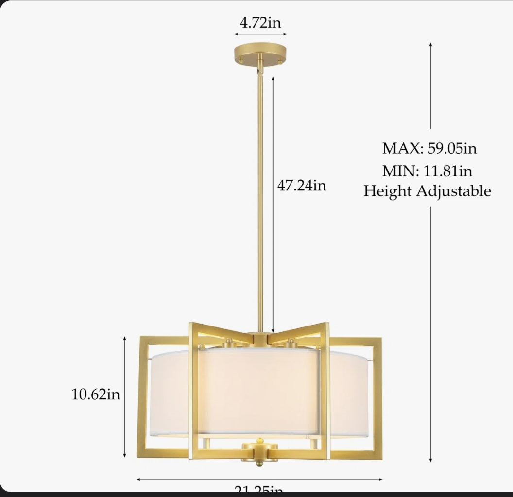 Chandelier - 6-Light 21.25" Dimmable Drum Shaded Chandelier