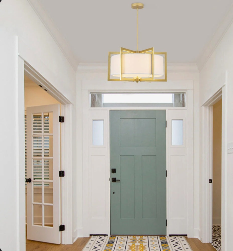 Chandelier - 6-Light 21.25" Dimmable Drum Shaded Chandelier