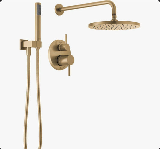 Shower System - Modern Raincan Round Shower System - Rain Shower Head w/Handle