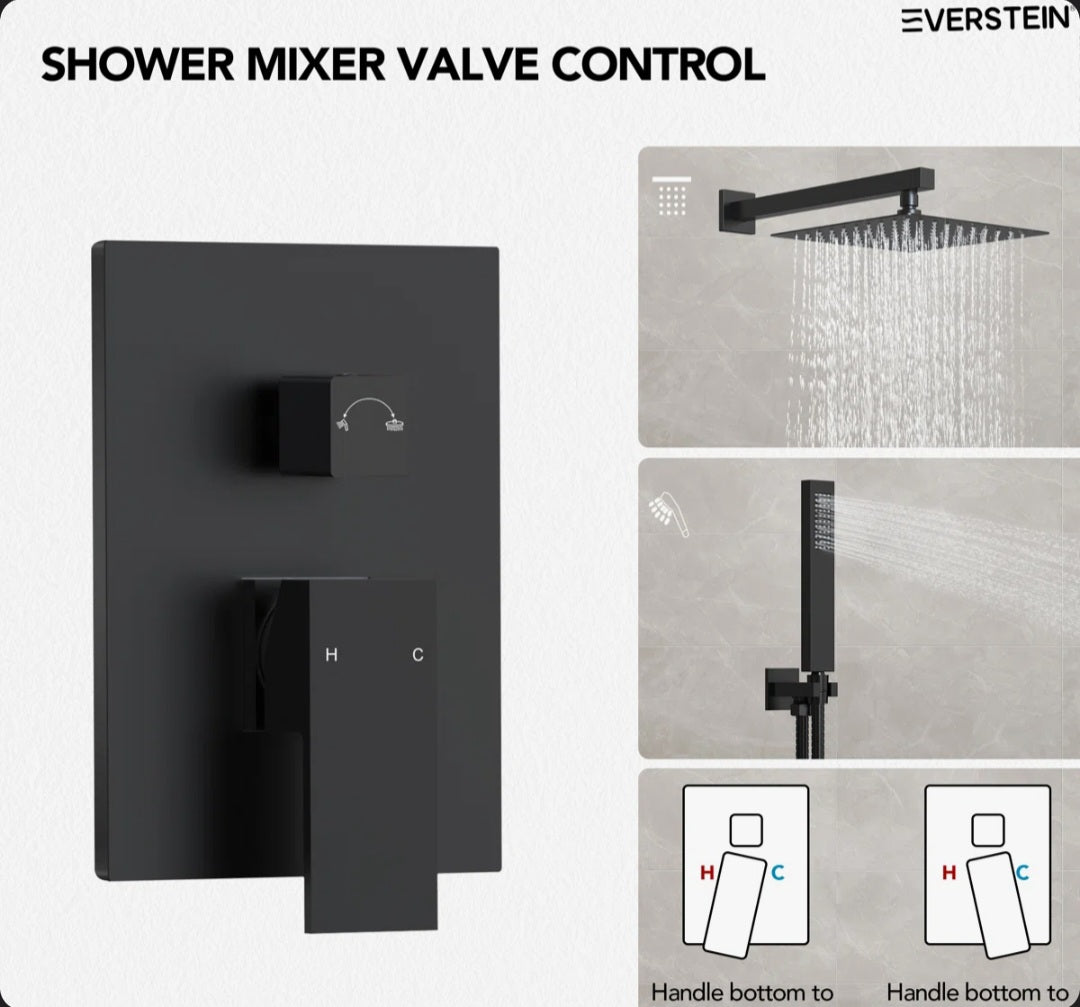 Shower System - Everstein Rainfall Cascade 10" High Pressure Rainfall Shower System