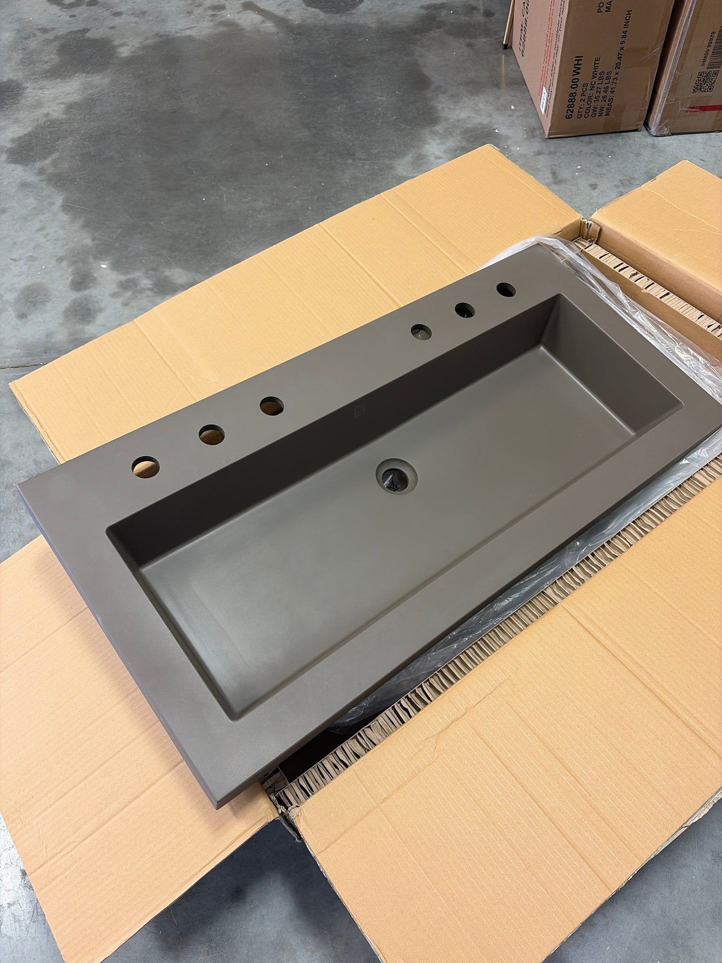 Bathroom Sink - Chevington 18.5'' x 39.5” Concrete Rectangular Bathroom Sink